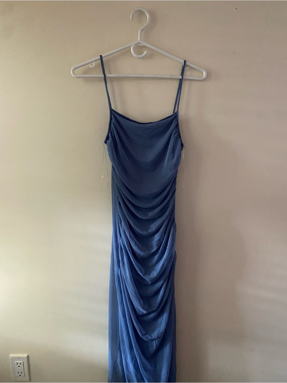 Blue Draped Slip Maxi Dress